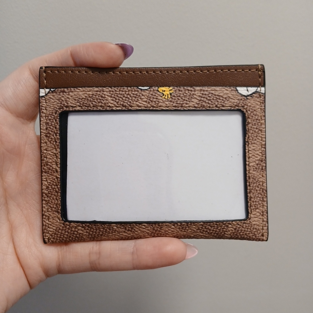 NWOT Coach X Peanuts Slim Id Card Case Signature Canvas With Snoopy Print CBK55 - Picture 2 of 3